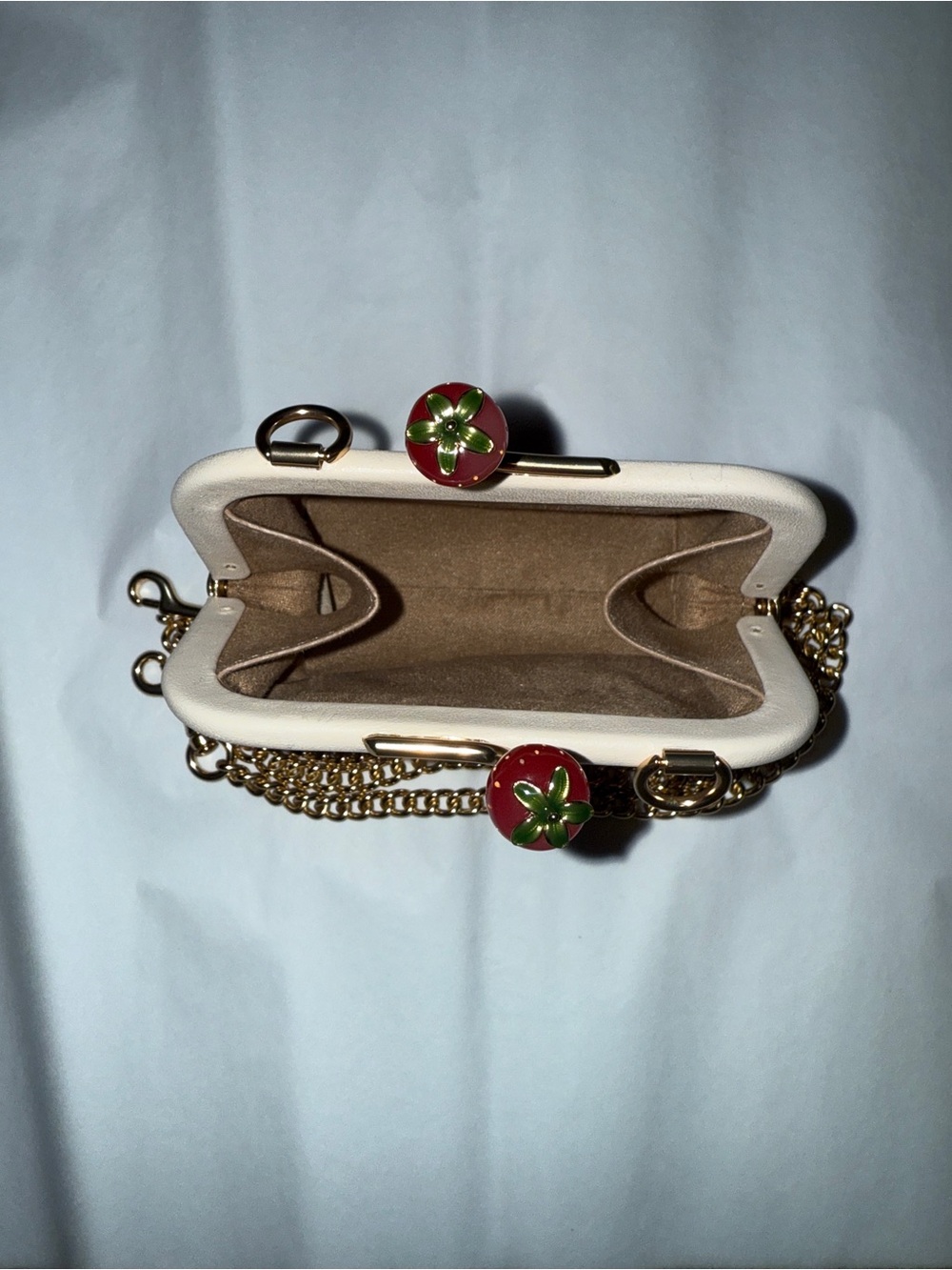 COACH Strawberry Kiss-Lock Coin Purse with Chain - Picture 5 of 6